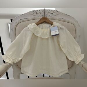 2T Girls Ivory Swiss Dot Blouse by Laranjinha Made in Portugal NWT